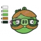 Angry Birds Hipster Pig Embroidery Design